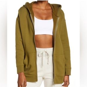 Madewell / MWL Better terry Army Green Oversized Zip Up Hoodie Size Small